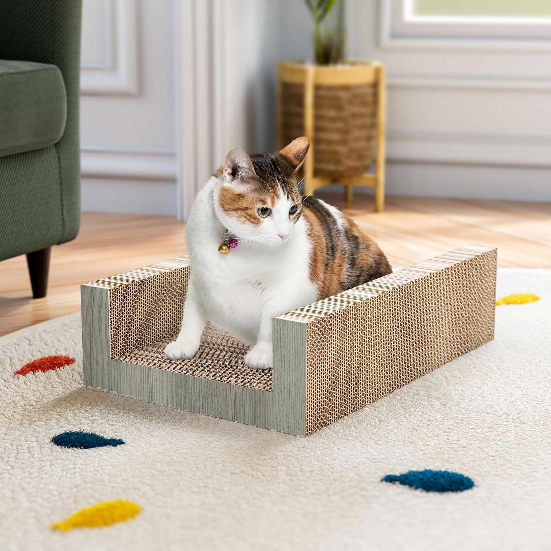Way Basics Eco zBoard UBed Cat Scratcher, London Grey, Medium