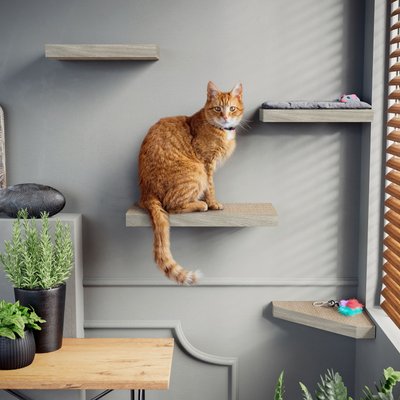Way Basics Way Basics Floating Shelf Combo Cat Scratcher, Medium, 4 count, Aspen Grey