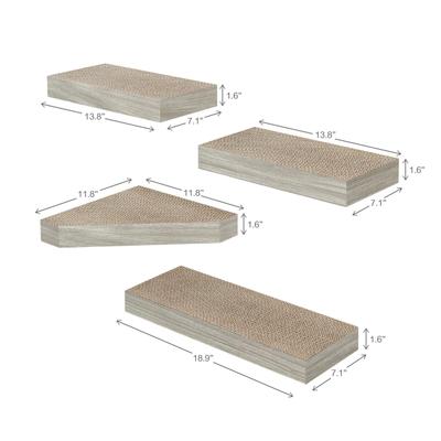 Show full view: Way Basics Floating Shelf Combo Cat Scratcher, Medium, 4 count, Aspen Grey slide 3 of 4