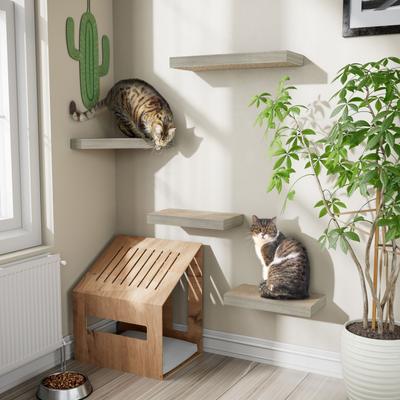 Show full view: Way Basics Floating Shelf Combo Cat Scratcher, Medium, 4 count, Aspen Grey slide 4 of 4