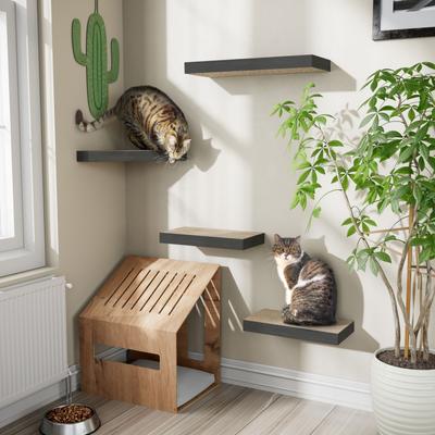 Show full view: Way Basics Floating Shelf Combo Cat Scratcher, Medium, 4 count, Charcoal Black slide 3 of 3