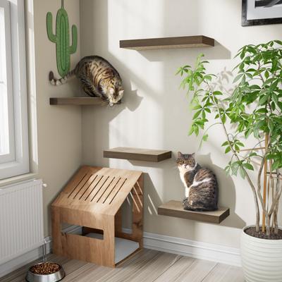 Show full view: Way Basics Floating Shelf Combo Cat Scratcher, Medium, 4 count, Royal Walnut slide 3 of 3