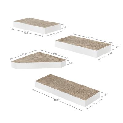 Show full view: Way Basics Floating Shelf Combo Cat Scratcher, Medium, 4 count, White slide 2 of 3