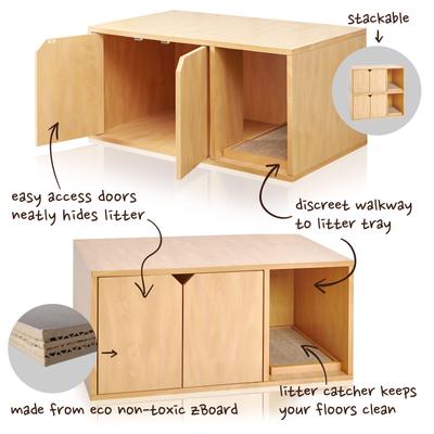 Show full view: Way Basics zBoard Paperboard Modern Enclosed Cat Litter Box, Natural slide 5 of 11