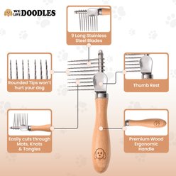 We Love Doodles Dematting Rake Dog Comb, Brown slide 2 of 5