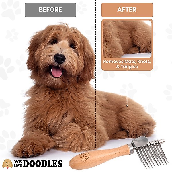 Show full view: We Love Doodles Dematting Rake Dog Comb, Brown slide 3 of 7