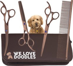 We Love Doodles Dog Grooming Scissors Kit, Brown