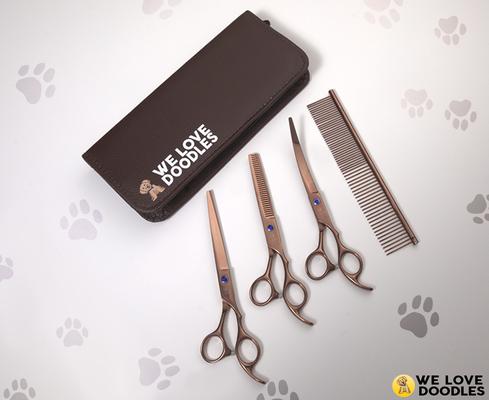 Show full view: We Love Doodles Dog Grooming Scissors Kit, Brown slide 4 of 11