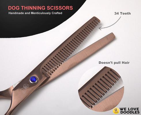 Show full view: We Love Doodles Dog Grooming Scissors Kit, Brown slide 7 of 11