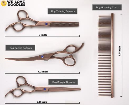 Show full view: We Love Doodles Dog Grooming Scissors Kit, Brown slide 3 of 11