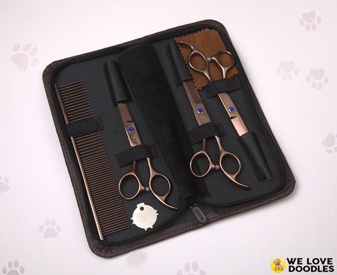 Show full view: We Love Doodles Dog Grooming Scissors Kit, Brown slide 2 of 11