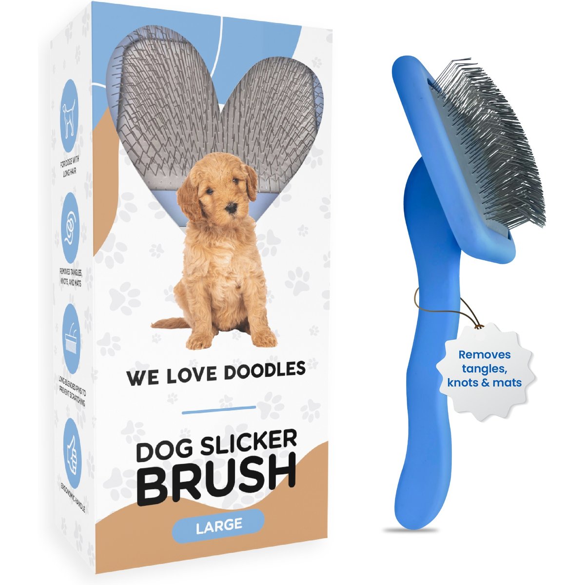 We Love Doodles Professional Grooming Slicker Dog Brush, Large