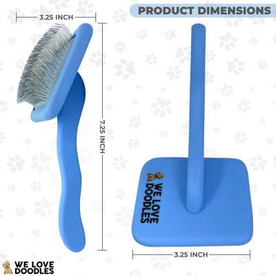 We Love Doodles Dog Slicker Brush for Grooming, Blue