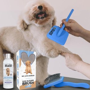 We Love Doodles Dog Slicker Brush for Grooming, Blue, Large