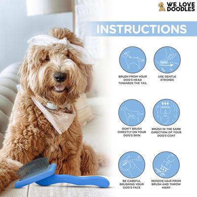 We Love Doodles Dog Slicker Brush for Grooming, Blue