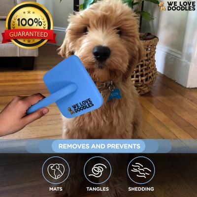 We Love Doodles Dog Slicker Brush for Grooming, Blue