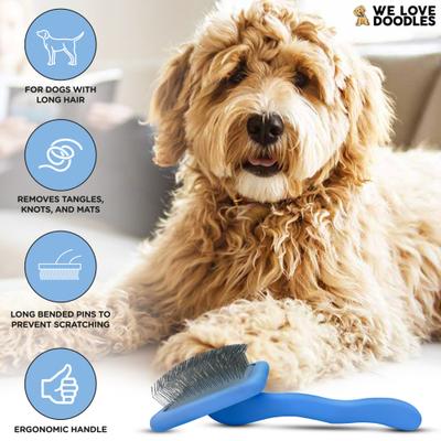 Show full view: We Love Doodles Dog Slicker Brush for Grooming, Blue, Large slide 2 of 14