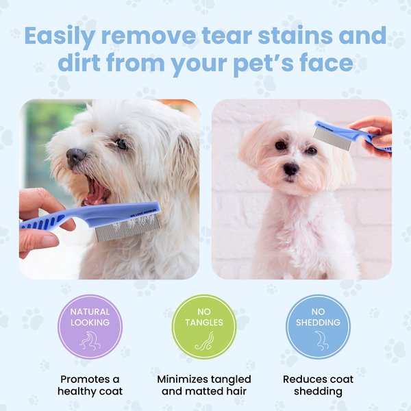 Show full view: We Love Doodles Face & Flea Dog Grooming Comb, Blue, Large slide 2 of 6