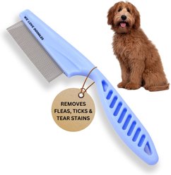 We Love Doodles Face & Flea Dog Grooming Comb, Blue, Small