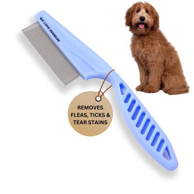 Show full view: We Love Doodles Face & Flea Dog Grooming Comb, Blue, Small slide 1 of 6