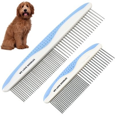 We Love Doodles We Love Doodles Professional Metal Dog Dual Tooth Grooming Comb, 2 Pack