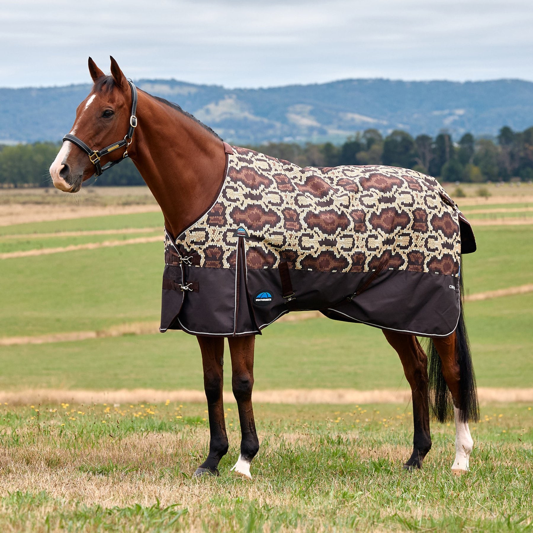WeatherBeeta ComFiTec Legend Rattler 220G Waterproof Shoulder Gussets Reflective Rip-Stop Tail Flap Cover Horse Turnout Blanket, 84-in