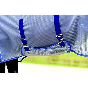WeatherBeeta Comfitec Horse Ripshield Plus & Belly Wrap Detach A Neck Fly Sheet, White/Blue, 78-in