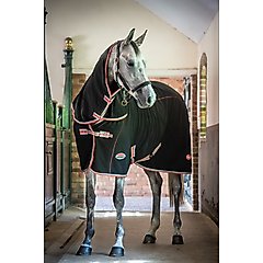 WeatherBeeta Therapy-Tec Fleece Combo Neck Horse Blanket, Black/Silver/Red, 60-in