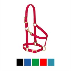 Weaver Equine Basic Adjustable Nylon Horse Halter, Red, Small