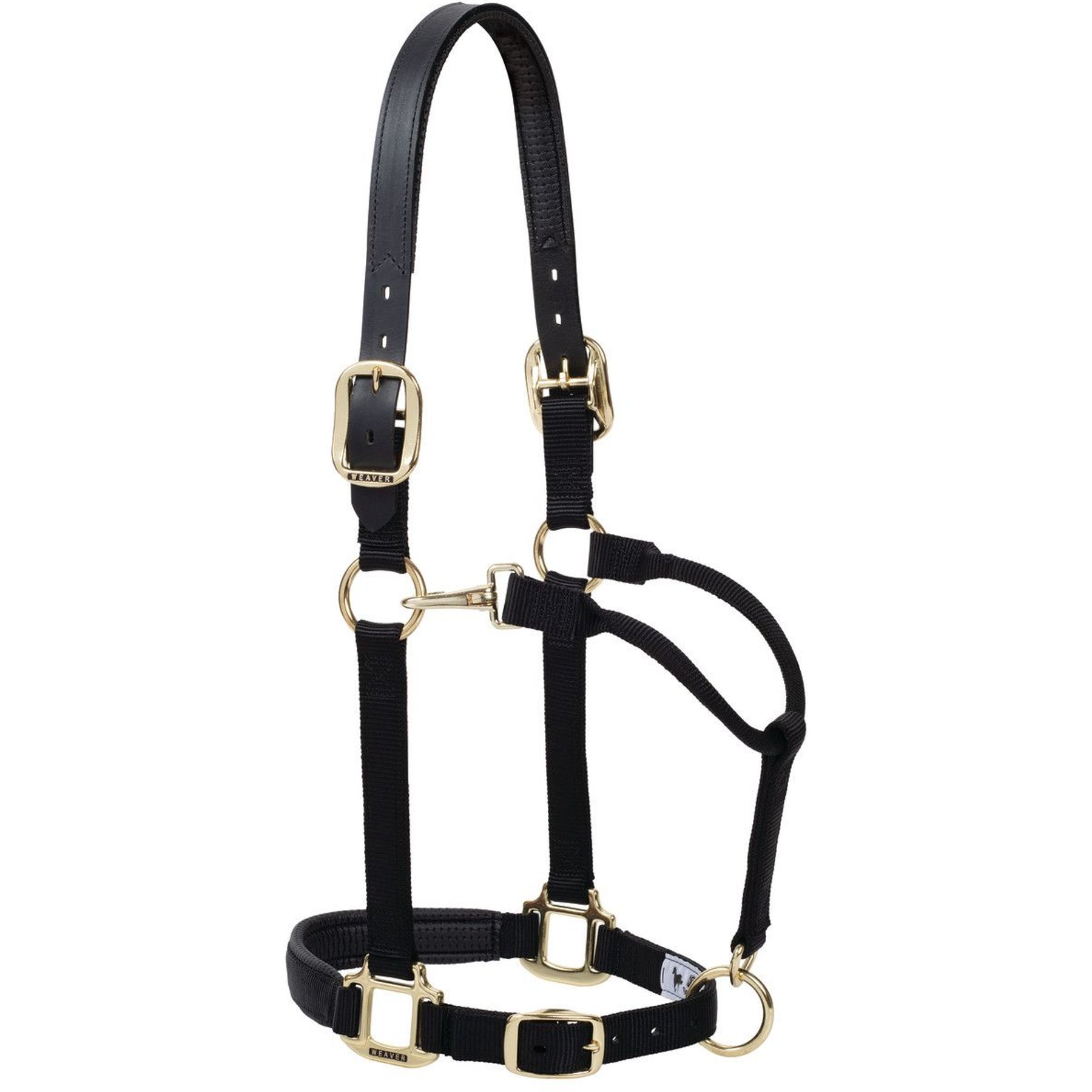 Weaver Equine Breakaway Original Adjustable Buffalo Leather Chin & Throat Snap Horse Halter, Black, Average