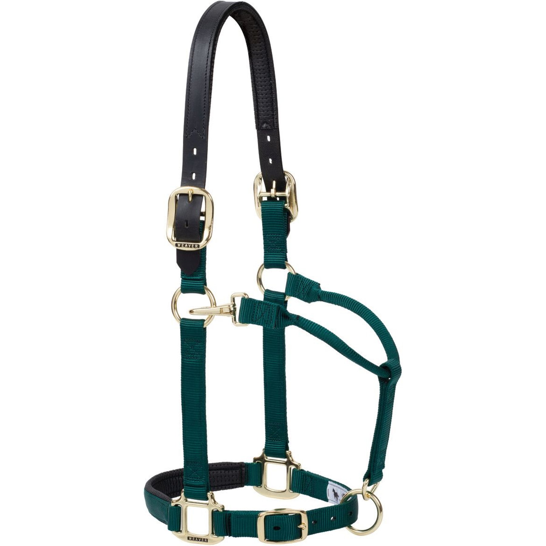 Weaver Equine Breakaway Original Adjustable Buffalo Leather Chin & Throat Snap Horse Halter, Hunter Green, Average