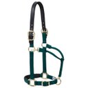 Weaver Equine Breakaway Original Adjustable Buffalo Leather Chin & Throat Snap Horse Halter, Hunter Green, Average