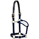 Weaver Equine Breakaway Original Adjustable Buffalo Leather Chin & Throat Snap Horse Halter, Navy, Average