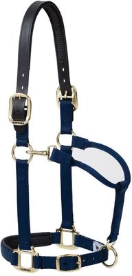 Show full view: Weaver Equine Breakaway Original Adjustable Buffalo Leather Chin & Throat Snap Horse Halter, Navy, Large slide 1 of 1