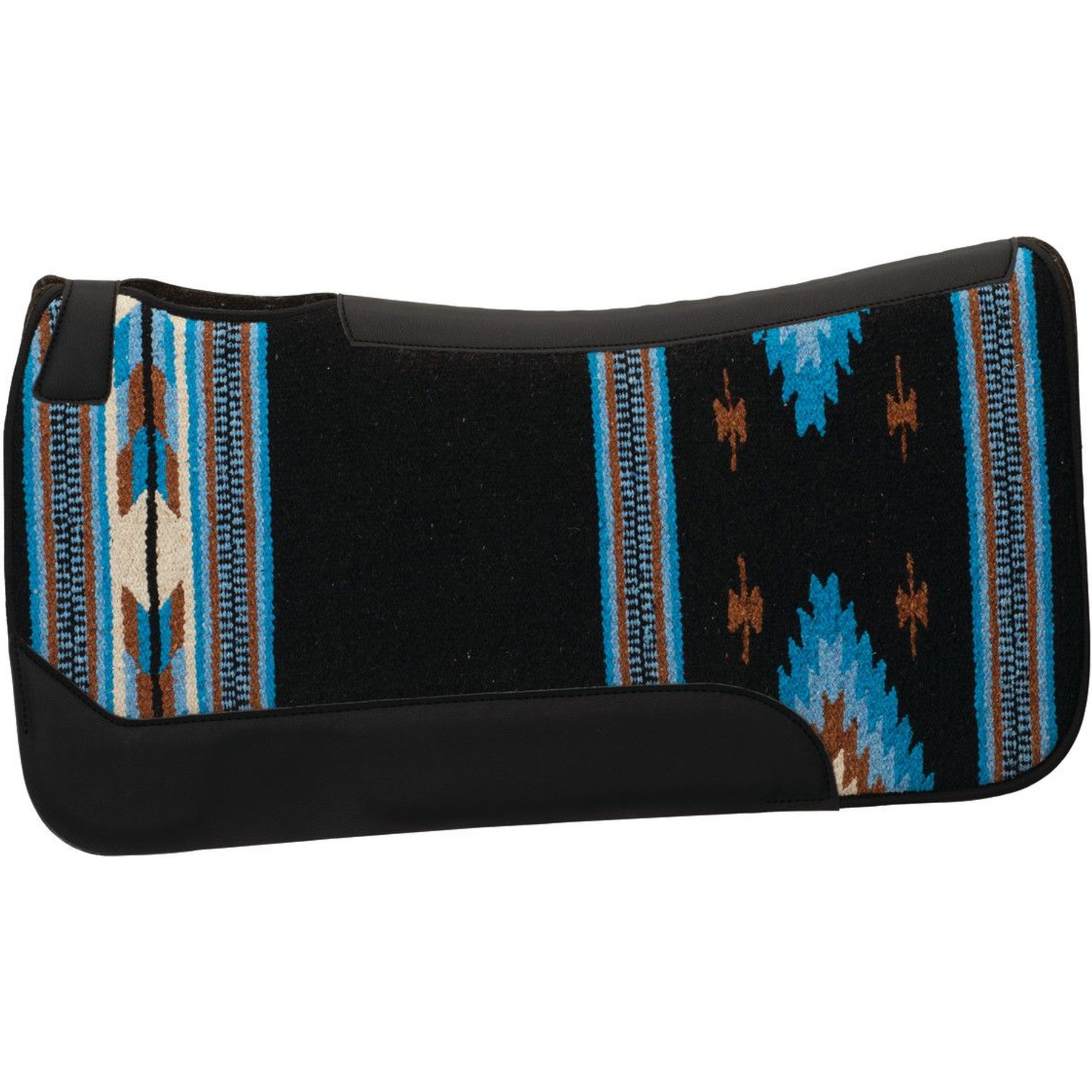 Weaver Equine Contoured Single Weave Wool Blend Western Saddle Pad, Black/Blue