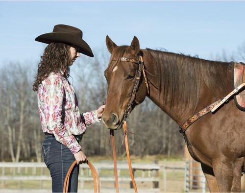 Show full view: Weaver Equine Cross Floral Tooled Horse Browband Headstall slide 2 of 2