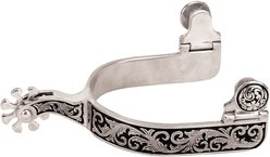 Weaver Equine Engraved Band & Black Background Men's Spurs
