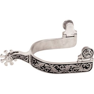 Weaver Equine Engraved Band & Black Background Men's Spurs