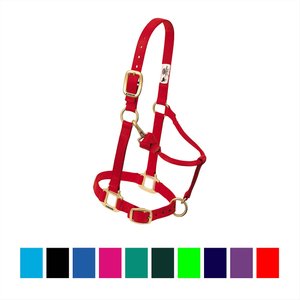 Weaver Equine Original Adjustable Nylon Horse Halter, Red, Yearling