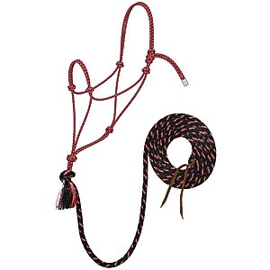 Weaver Equine Silvertip No. 95 Rope Horse Halter & 10-ft Lead, Black/Gray/Red