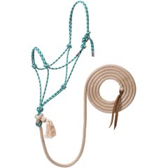 Weaver Equine Silvertip No. 95 Rope Horse Halter & 10-ft Lead, Teal/Tan/Silver/White
