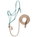 Weaver Equine Silvertip No. 95 Rope Horse Halter & 10-ft Lead, Teal/Tan/Silver/White