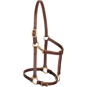 Perri's Horse Derby Originals Cambridge Leather Horse Halter Triple Stitched No Throat Snap For Safety Leather Halter
