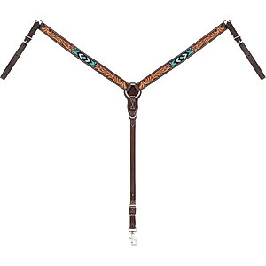 Weaver Equine Turquoise Cross Beaded Straight Horse Breast Collar