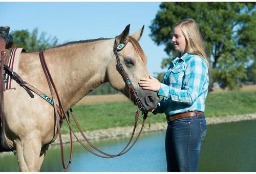 Show full view: Weaver Equine Turquoise Cross Beaded Straight Horse Breast Collar slide 3 of 6