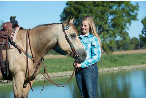 Show full view: Weaver Equine Turquoise Cross Beaded Straight Horse Breast Collar slide 4 of 6
