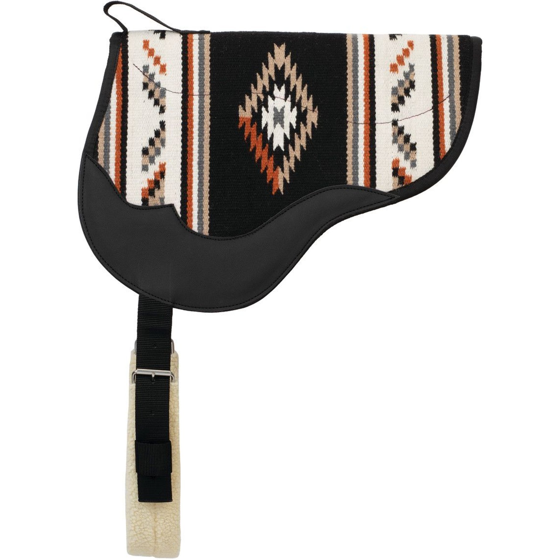 Weaver Equine Wool Blanket Top Bareback Saddle Pad, Black/Tan