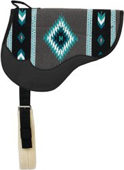 Weaver Equine Wool Blanket Top Bareback Saddle Pad, Gray/Turquoise