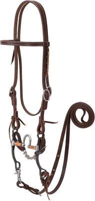 Show full view: Weaver Equine Working Tack Horse Bridle & Correction Mouth Bit slide 1 of 2