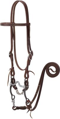 Show full view: Weaver Equine Working Tack Horse Bridle & Medium Port Mouth Bit slide 1 of 2
